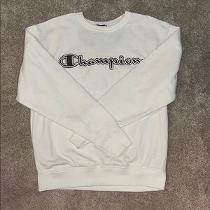 Champion White Crewneck Sweater Classic Style